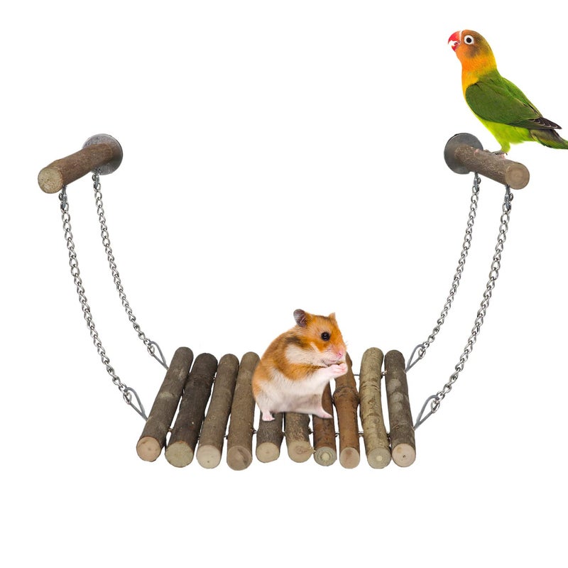 Litewoo Bird Wood Swing Perch Ladder with Hammock Cage Accessories for Bird Parrot Parakeet Cockatiel Lovebirds Budgie Conures Finch - Image 1